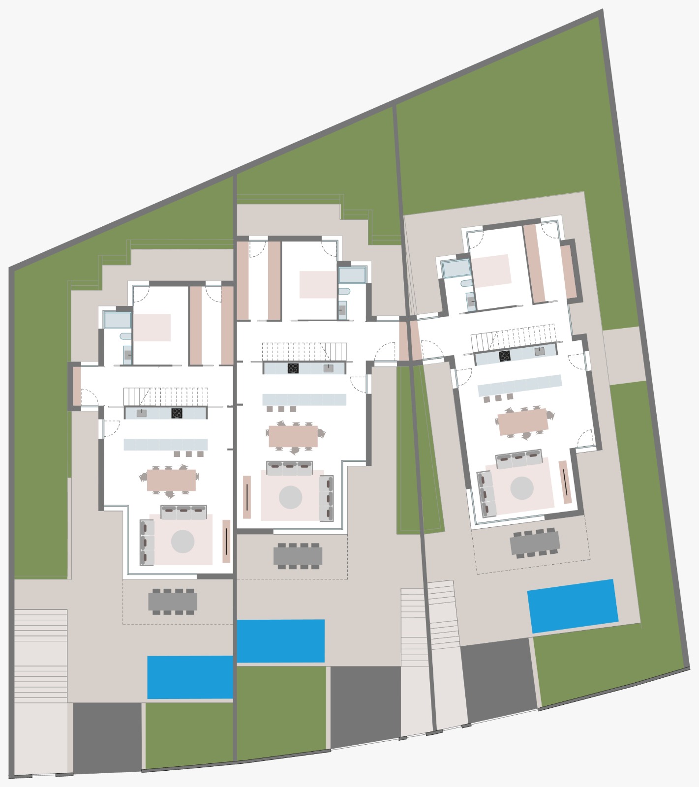 Exact top-down view of the three Renoir 26 homes