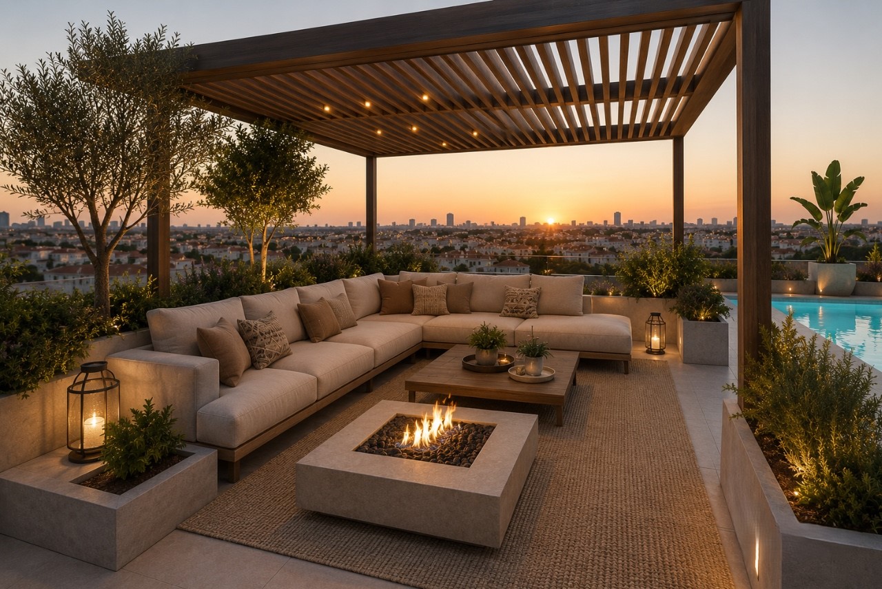 Rooftop lounge area